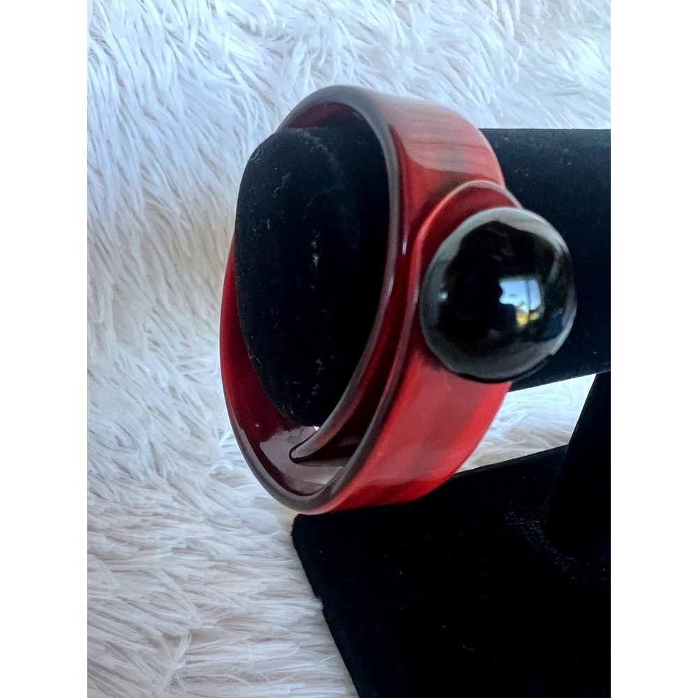 Vintage Lucite Bracelet Cherry Red Petite Small Wrist Mod Artwear Mid Century